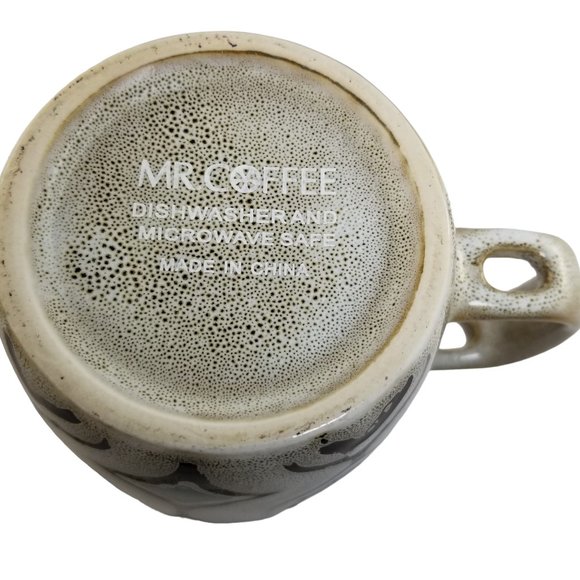 Vintage Mr. Coffee, Ceramic Coffee Tea Cup Mug w/ Spoon Holder Geometric Design - Picture 3 of 9
